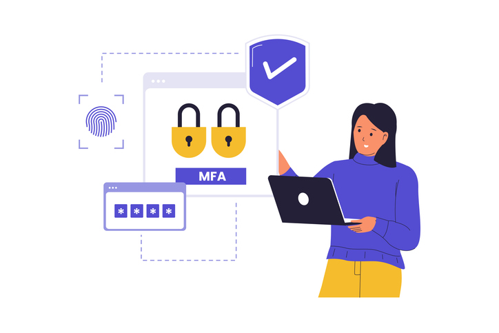 A Woman Using a Secure Login Process with Two Layers of Security to Protect Her Data and Account Access. 