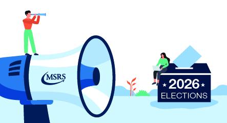 Megaphone and vote 2026 election box
