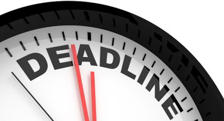 Clock face with the word Deadline